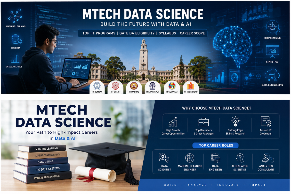MTech Data Science — top IIT programs including IIT Madras, IIT Guwahati and IIT Hyderabad, career roles, and key subjects overview
